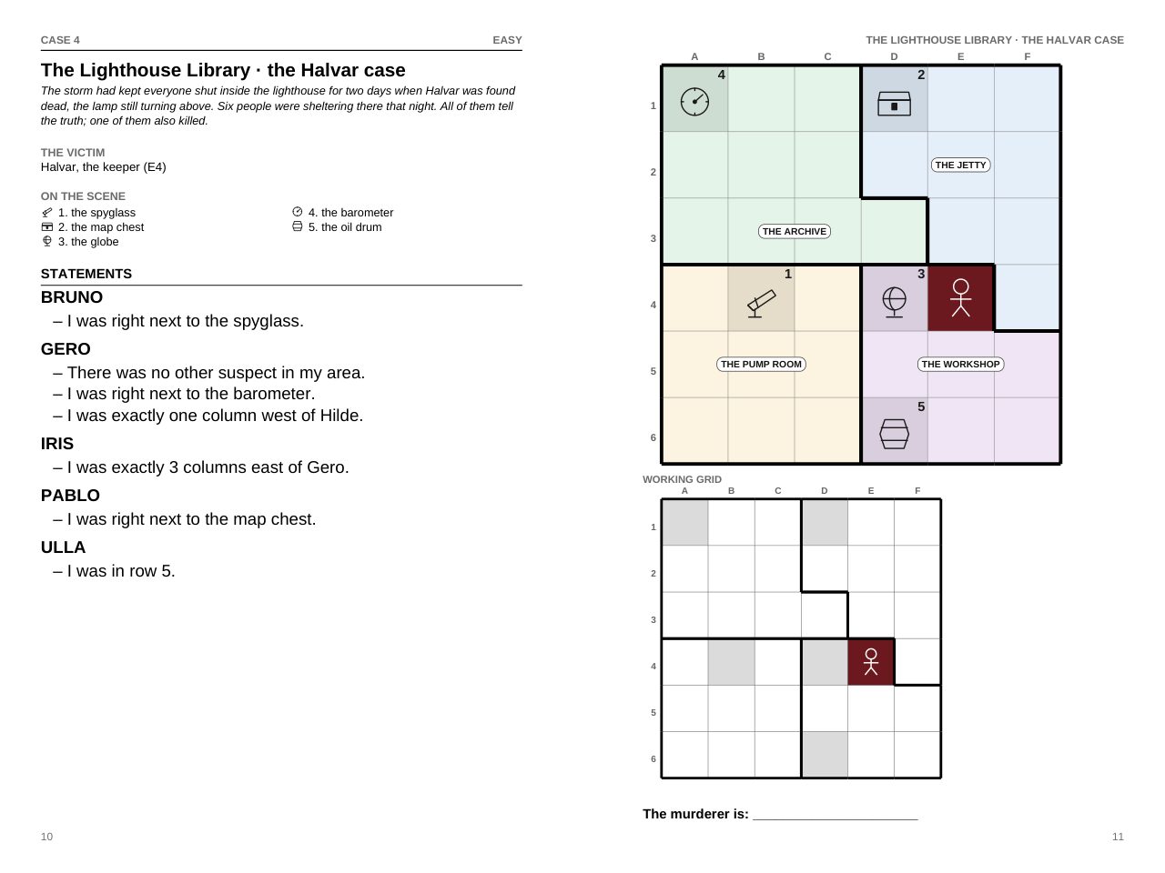 A case page: the statements on the left, the floor plan on the right